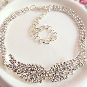 👼 New Heavenly Angel Wings Anklet Ankle Bracelet White Rhinestones in Silver 👼